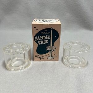 The Original Candle Vase Clear Lucite Plastic Floral Arrange-O-Disc 50s Vintage